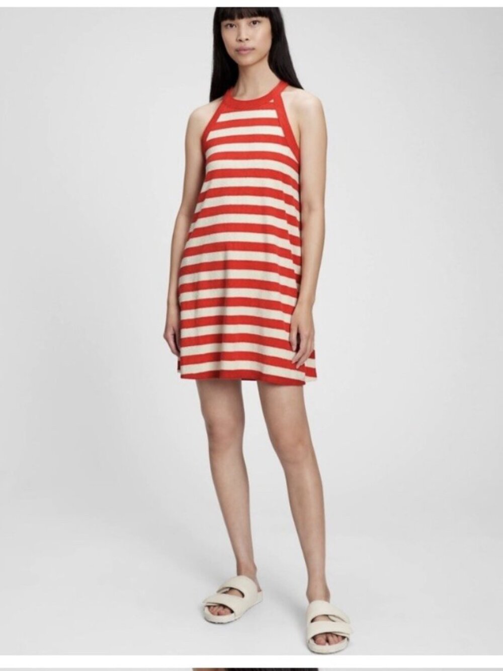 Gap Terrycloth Swimsuit Cover-up Halter Dress Red and White Size S